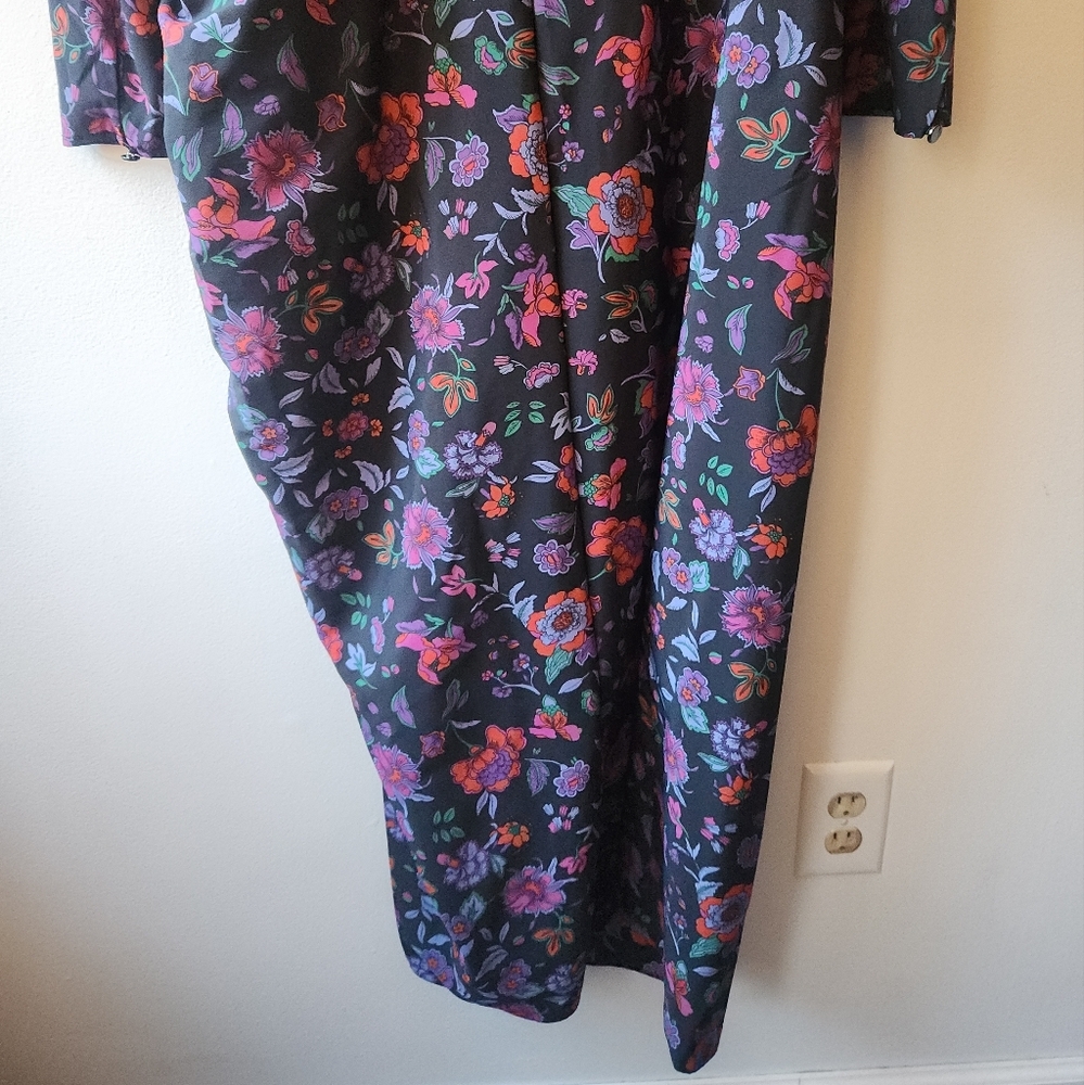 NWT Veronica Beard Selena Floral Sheath Maxi Ruched Silk Dress, size 20 - Picture 11 of 15